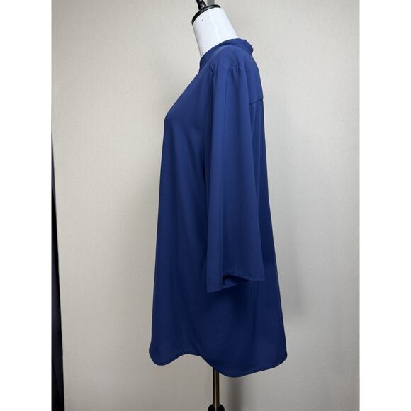 Susan Graver Navy Blue Women's Top Blouse Tunic Button Up Pinch Pleated SZ XL - Picture 10 of 16